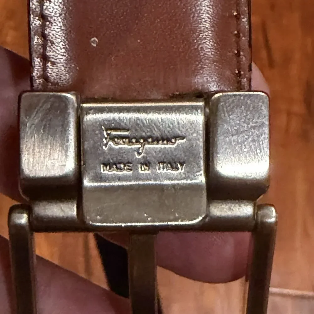 Salvatore Ferragamo Reversible Brown Black Leather 36” Men's Belt